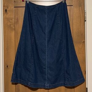 VTG Liz Claiborne Denim Midi Skirt Womens 14P A line flowey lightweight Western